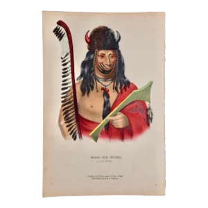 Kish-Ke-Kosh, Fox Brave: Original Hand-Colored McKenney & Hall Lithograph, 1848