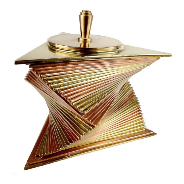 Copper Art Deco Geometric Box in Copper and Brass, 1930s For Sale - Image 8 of 11