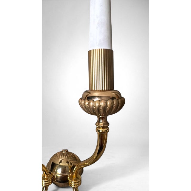 Empire Style Pair of Italian Gilt Brass Two-Light Sconces For Sale - Image 14 of 18