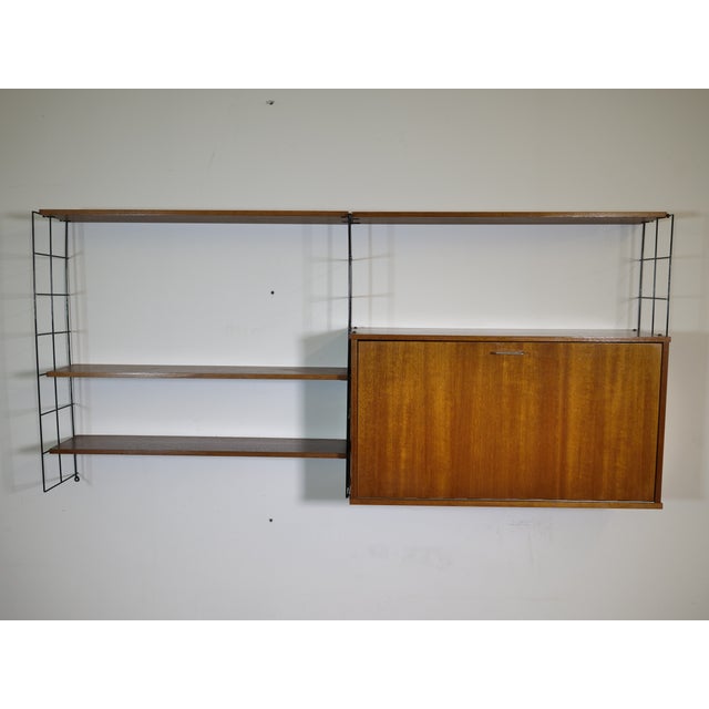 Mid-Century Modern Modular String Shelving Unit in Teak with Secretary Desk, 1960s For Sale - Image 9 of 9