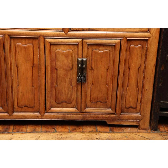 Chinese Antique Chinese Raised Elmwood Panel Sideboard From the Early 20th Century For Sale - Image 3 of 11