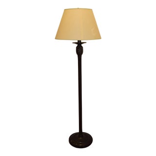 Restoration Hardware Bronze Floor Lamp & Shade For Sale