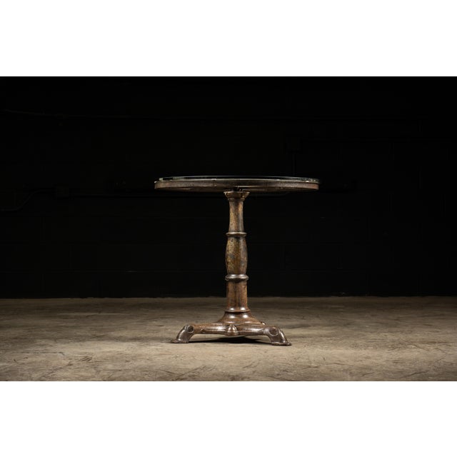 Industrial Early 20th Century Repurposed Industrial Cast-Iron Mill Wheel Round Dining Table With Glass Top For Sale - Image 3 of 10
