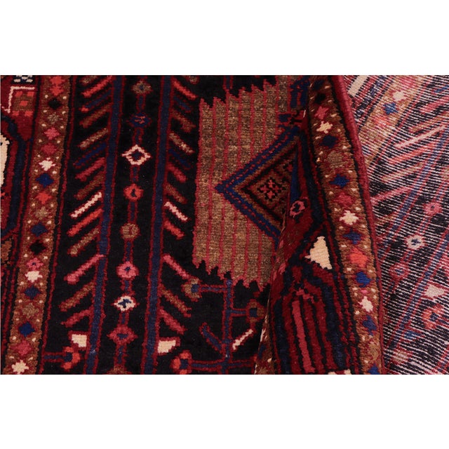 Antique Tabriz Black/Red Wool Runner Rug- 3'7'' X 10'2'' | Chairish