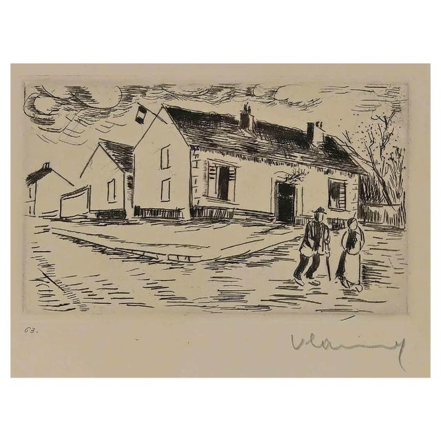 Maurice de Vlaminck, Village, Etching, 1950s For Sale