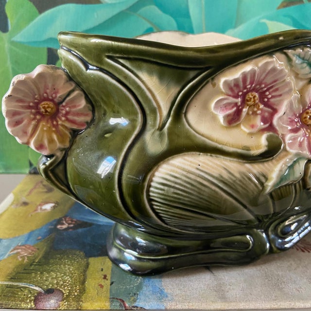 French Art Nouveau Majolica Planter, 1890s For Sale - Image 6 of 10