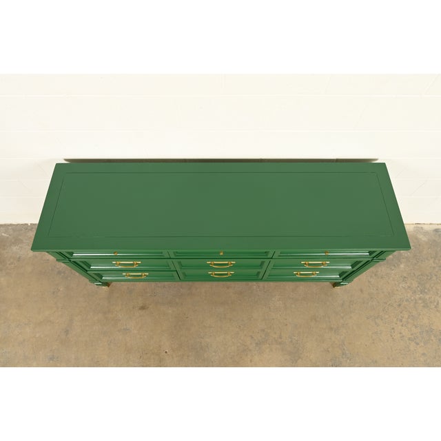 White Furniture French Regency Louis XVI Green Lacquered Dresser or Credenza, Newly Refinished For Sale In South Bend - Image 6 of 17