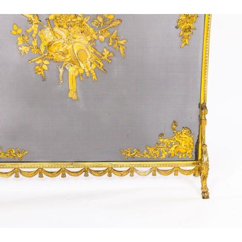 Antique French Floral and Musical Trophy Gilt Bronze Fire Screen, 1800s For Sale - Image 6 of 13