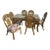 Vintage Wicker & Rattan Dining Set With Glass Top Table and 6 Upholstered Cane Chairs For Sale