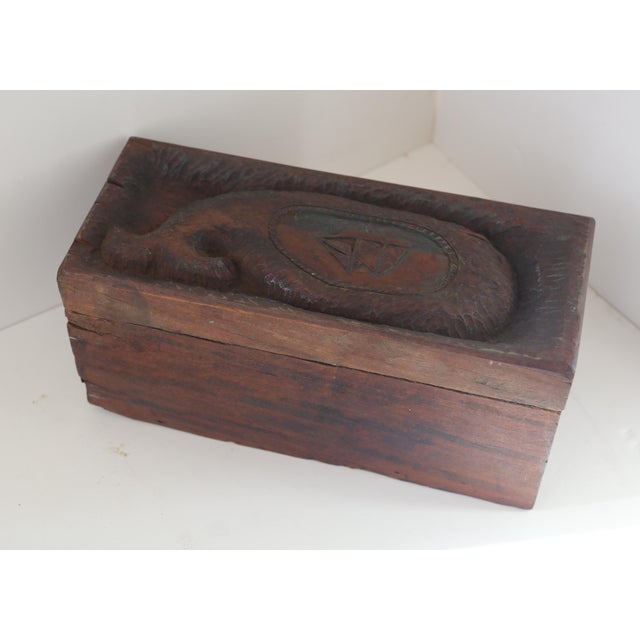 Unbelievable Rare Antique Folk Art Hand Carved Solid Wood Box With Whale Schooner Nautical For Sale In West Palm - Image 6 of 18