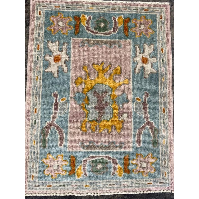 Contemporary Turkish Oushak Rug 2'2" x 2'10" For Sale - Image 3 of 4