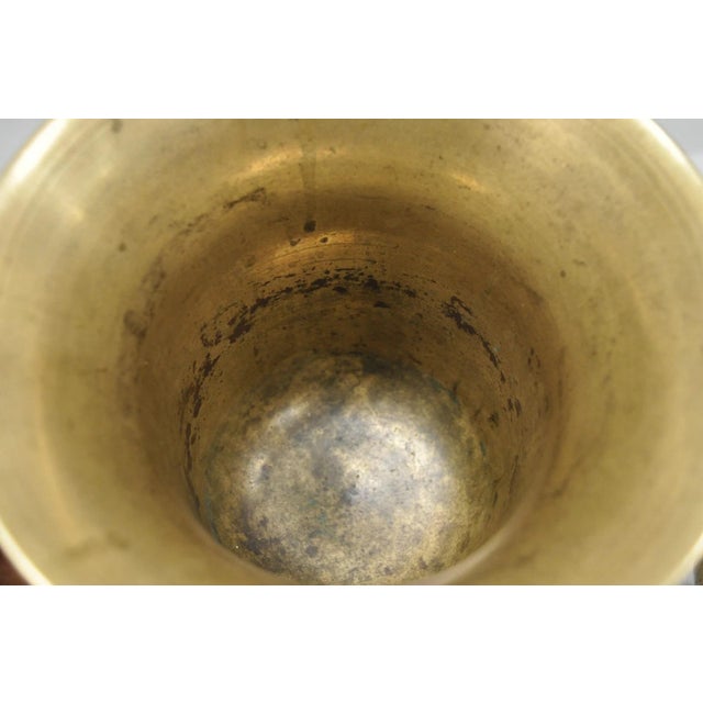 Vintage Primitive Solid Brass Mortar & Pestle Apothecary Medicine Herb Grinder For Sale - Image 9 of 13