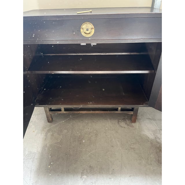 A stunning cabinet manufactured by Kalpe of California in dark espresso finish with beautiful solid brass Asian inspired...