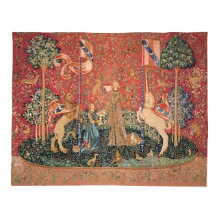 La Dame a La Licorne 'Le Gout' Silkscreen Tapestry - 216 X 272 Cm (7'1" X 8'11") - Requires Rod Size 6 For Sale
