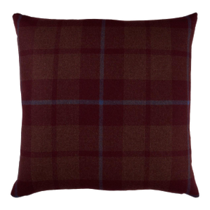 Schumacher Montana Wool Plaid 18" Pillow In Burgundy