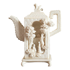 Vintage 1980s Nini "Oriental Garden" Faux Ivory Teapot