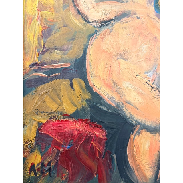 Figurative Reclining Figure — Italian Modernist Oil on Board - 1960s For Sale - Image 3 of 5