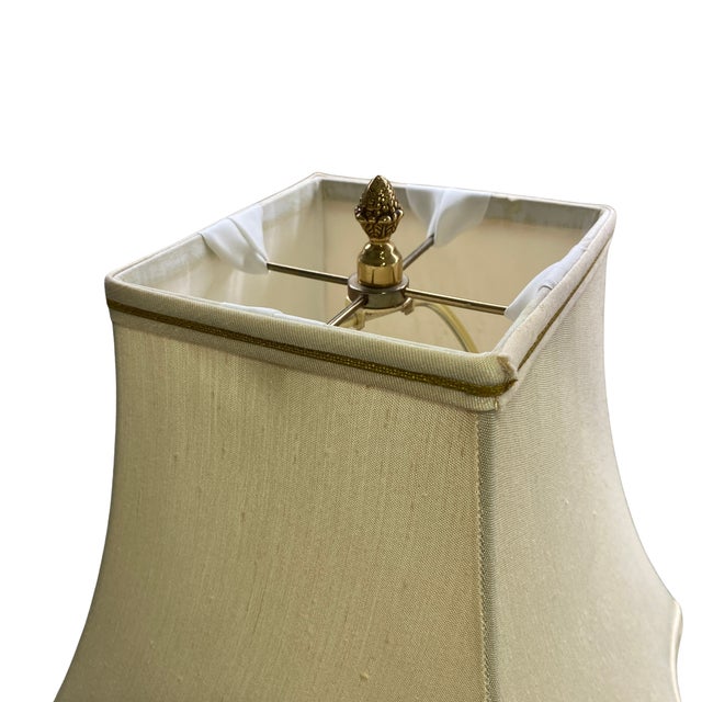 Vintage Hollywood Regency Solid Brass & Frosted Glass Orb Table Lamp For Sale - Image 4 of 5