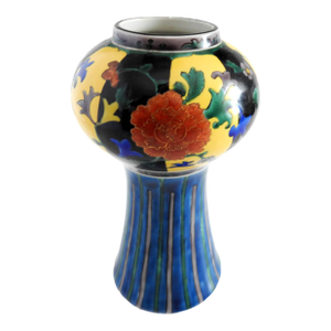 Antique Ao-Kutani Yoshidaya Style Art Deco Pedestal Vase Fuku Mark C. 1920s–1940s