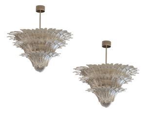 Murano Glass Feather Prism Chandeliers in the style of Barovier, 2010s, Set of 2