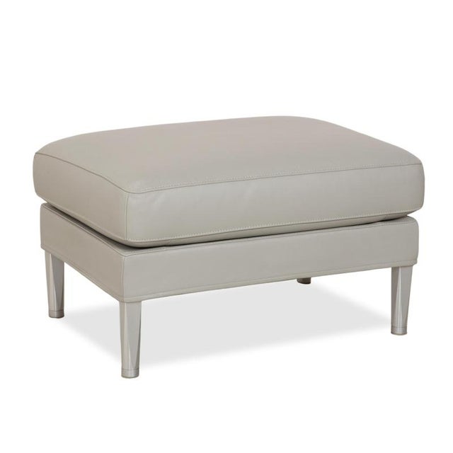 Clarus Ottoman in Grey Leather from FSM For Sale - Image 10 of 10