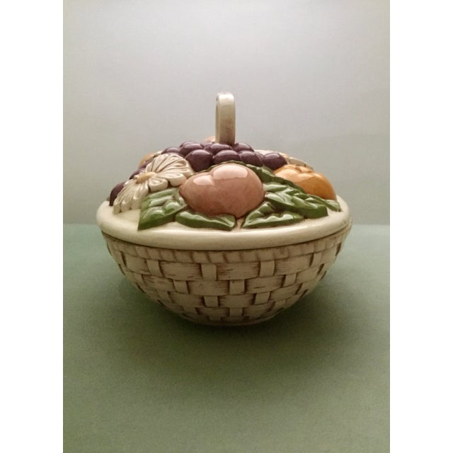 Mid 20th Century Tromp L’oeil Fruit & Flower Basket Covered Dish For Sale - Image 10 of 13