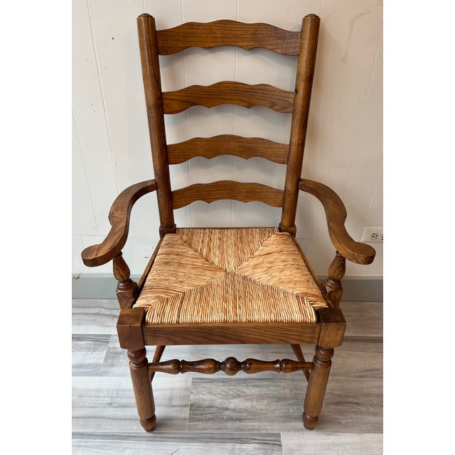 English Style Rush Seat Ladder Back Dining Chairs Set of 6 Chairish