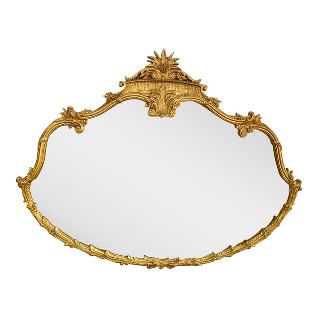 Large Early 20th Century Ornate Gold Rococo Mirror For Sale