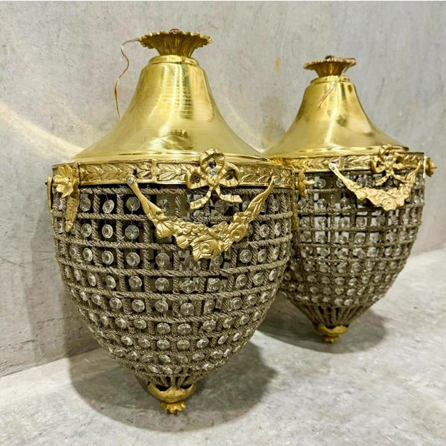 Traditional French Empire Style Pear Shaped Chandeliers - a Pair For Sale - Image 3 of 8