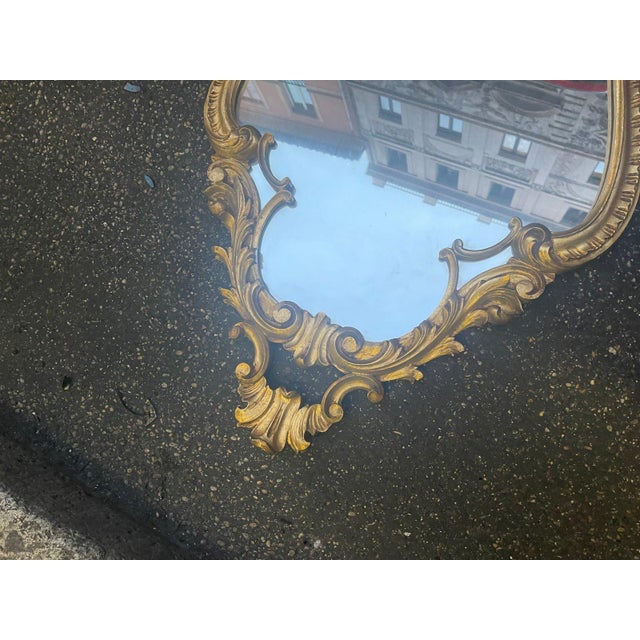 Italian Hand-Carved Gilded Wood Frame Mirror, 1960s For Sale - Image 4 of 8