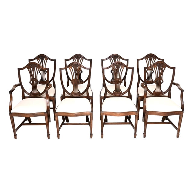 Vintage Shield Back Dining Chairs, 1930, Set of 8 For Sale