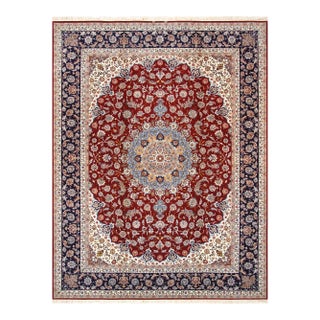 Persian Nain Silk & Wool Red Area Rug-10' 2" X 13' 3" For Sale