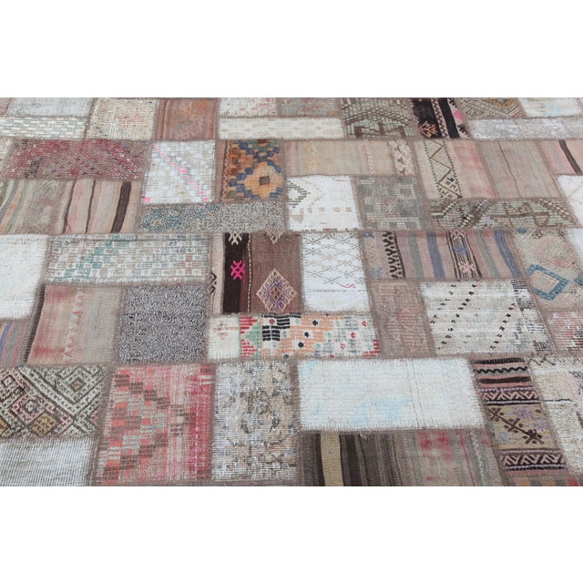 Red Modern Patchwork Kilim Rug Made From Vintage Anatolian Tribal Arts - 5' 6'' X 7' 7'' For Sale - Image 8 of 9
