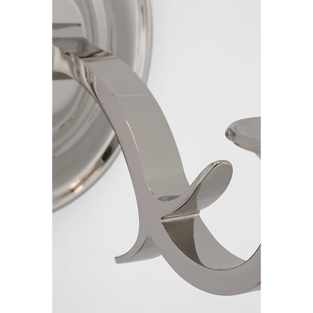 Visual Comfort Thomas O'Brien for Visual Comfort Signature Channing Single Sconce in Polished Nickel with Linen Shade For Sale - Image 4 of 7