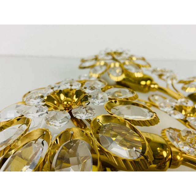Gold Floral Crystal Glass Sconce from Palwa, Germany, 1960s For Sale - Image 8 of 11