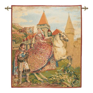 Sir Lancelot & Guinevere Tapestry - 132 X 114 Cm (4'4" X 3'9") - Requires Rod Size 3 For Sale