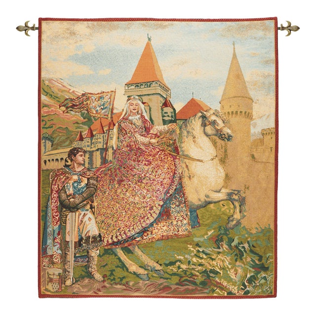 Sir Lancelot & Guinevere Tapestry - 132 X 114 Cm (4'4" X 3'9") - Requires Rod Size 3 For Sale