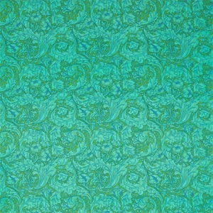 Morris & Co Bachelors Button Fabric in Olive/Turquoise
