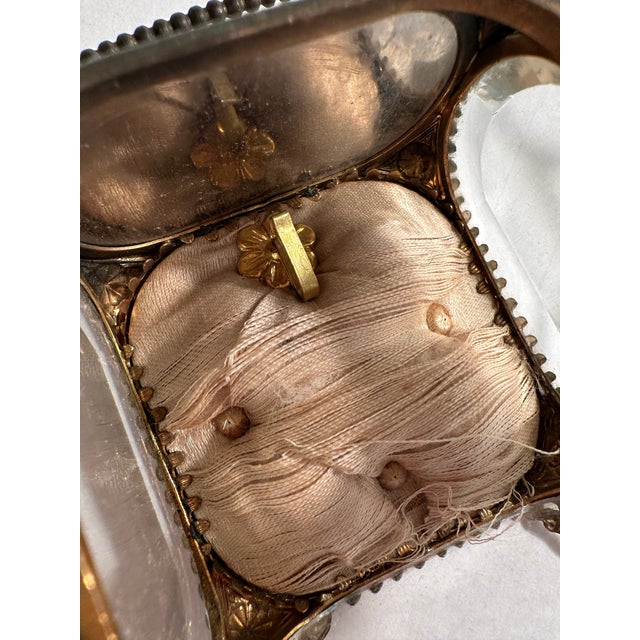 Brass Antique 1900 Paris Exposition Glass & Gilt Jewelry Watch Box Palais De L’Électricité For Sale - Image 8 of 12