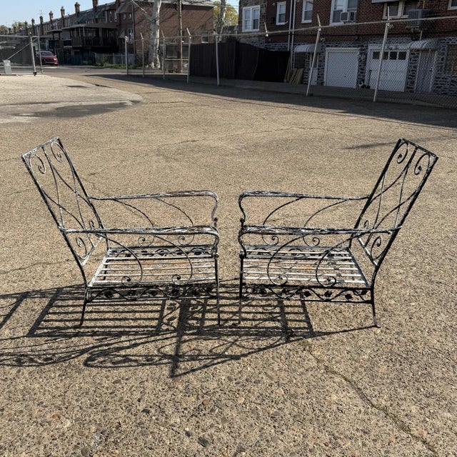 Vintage Florentine Craft Studio Salterini Style Wrought Iron Lounge Chairs, Pair For Sale - Image 12 of 14