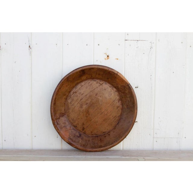 Warm Brown Antique Dough Bowl For Sale - Image 4 of 8