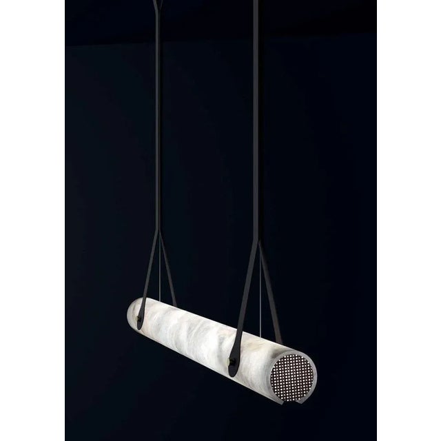 Zeus Black Leather Pendant Lamp by Alabastro Italiano For Sale - Image 4 of 6