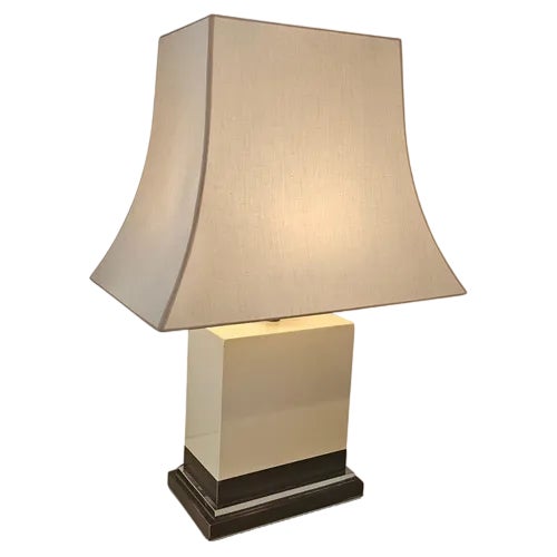Ivory White Table Lamp attributed to Jean Claude Mahey, 1975 For Sale
