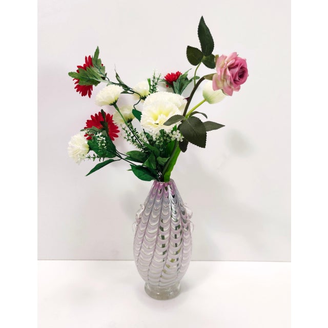 Mid-Century Modern Vintage Lilac and Transparent Murano Glass Vase by Alberto Donà, 1940s For Sale - Image 3 of 17