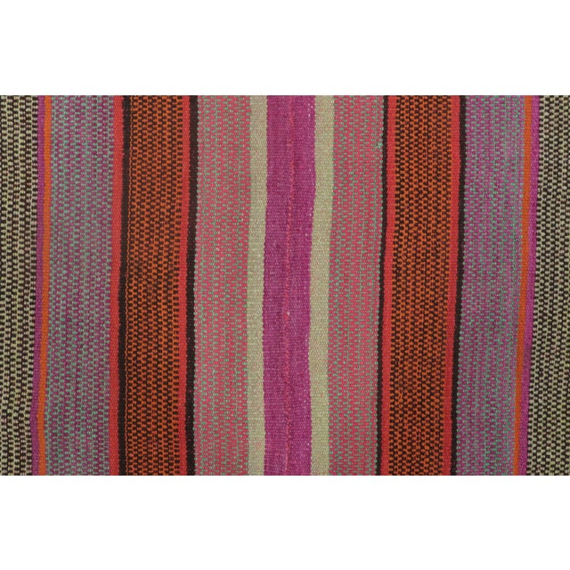 Traditional Vintage Peruvian Square Kilim, Vibrant Polychromatic Stripes - Rug & Kilim For Sale - Image 3 of 7