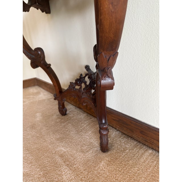 Late 19th Century Italian Hand Carved Walnut Wall Console With Marble Top For Sale - Image 12 of 15