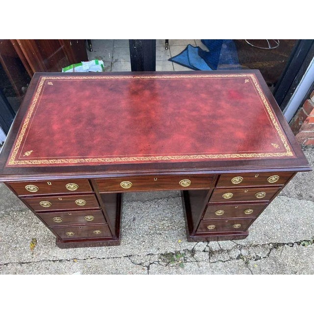 Antique Mahogany Leather Inset Top Desk, 19th Century For Sale - Image 11 of 12