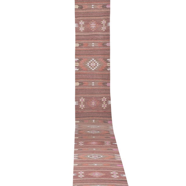 1970s Turkish Oushak Long Kilim Runner Rug - Stair Kilim For Sale - Image 4 of 13