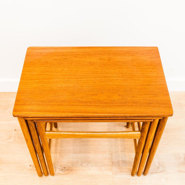 1950s Original Hans Wegner Teak & Oak Mid Century Danish Nesting Tables - Set of 3 For Sale - Image 10 of 12