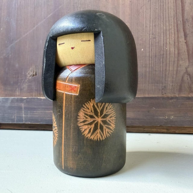 Brown Vintage Gunma Kokeshi Little Girl by Sansaku Sekiguchi, 1970s For Sale - Image 8 of 8